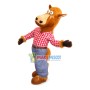Casual Horse In Red Plaid Shirt Mascot Costume