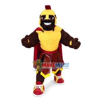 Black Soldier In Yellow Armor Mascot Costume Black Soldier In Yellow Armor Mascot Costume