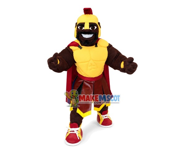 Black Soldier In Yellow Armor Mascot Costume