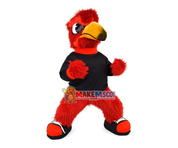 Determined Red Long Wool Eagle Mascot Costume Determined Red Long Wool Eagle Mascot Costume