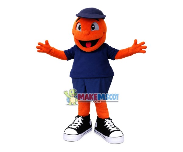 Lively Orange Doll With Sneakers Mascot Costume Lively Orange Doll With Sneakers Mascot Costume