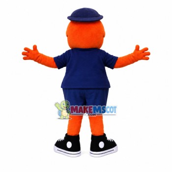 Lively Orange Doll With Sneakers Mascot Costume