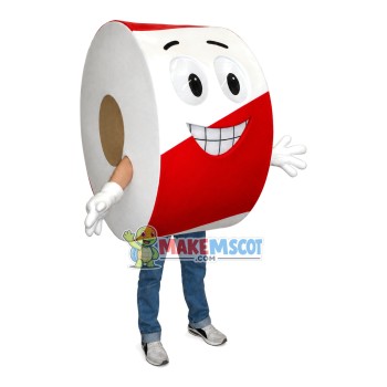 Red & White Cartoon Roll Paper Mascot Costume