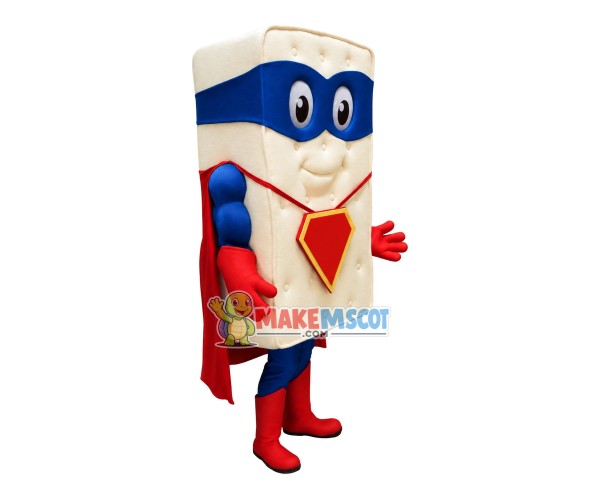 White Sesame Soda Cracker Superman Mascot Costume White Sesame Soda Cracker Superman Mascot Costume