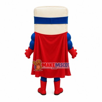White Sesame Soda Cracker Superman Mascot Costume White Sesame Soda Cracker Superman Mascot Costume