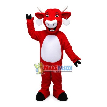 Red Bull With Sign Earrings Mascot Costume