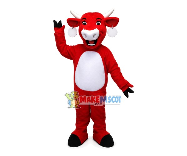 Red Bull With Sign Earrings Mascot Costume Red Bull With Sign Earrings Mascot Costume