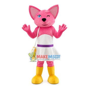 Pink Fox In The Tube Top Dress Mascot Costume