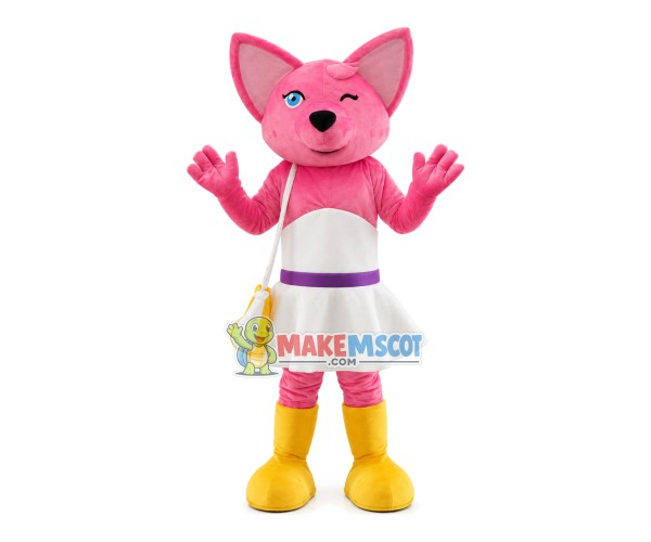 Pink Fox In The Tube Top Dress Mascot Costume Pink Fox In The Tube Top Dress Mascot Costume