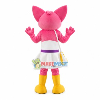Pink Fox In The Tube Top Dress Mascot Costume Pink Fox In The Tube Top Dress Mascot Costume