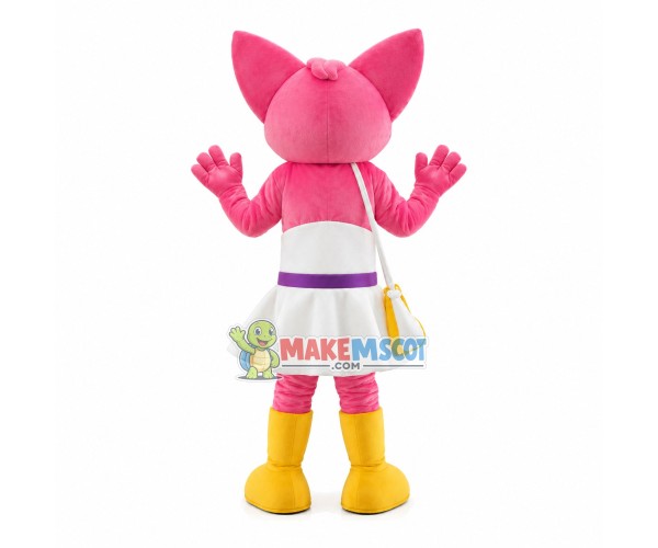 Pink Fox In The Tube Top Dress Mascot Costume Pink Fox In The Tube Top Dress Mascot Costume