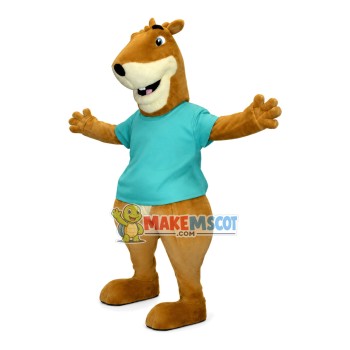 Stout The Kangaroo With Shirt Mascot Costume Stout The Kangaroo With Shirt Mascot Costume