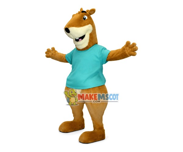 Stout The Kangaroo With Shirt Mascot Costume Stout The Kangaroo With Shirt Mascot Costume