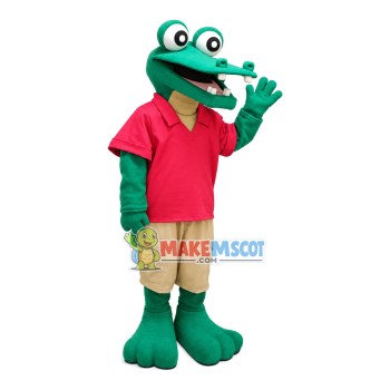 Principal Alligator Wearing Polo Shirt Mascot Costume