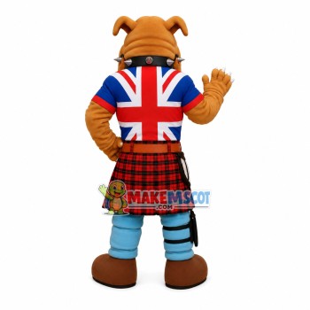 Muscular Brown Bulldog With Bronze Medal Mascot Costume Muscular Brown Bulldog With Bronze Medal Mascot Costume