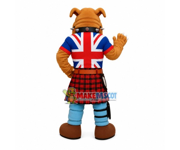 Muscular Brown Bulldog With Bronze Medal Mascot Costume Muscular Brown Bulldog With Bronze Medal Mascot Costume