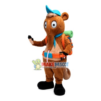 Mountaineer Elephant Carrying Large Suitcase Mascot Costume