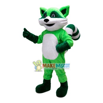 Rare Green Plush Raccoon Mascot Costume