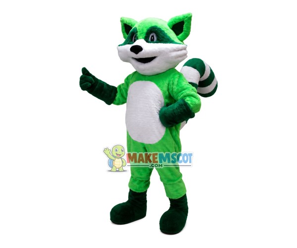 Rare Green Plush Raccoon Mascot Costume Rare Green Plush Raccoon Mascot Costume