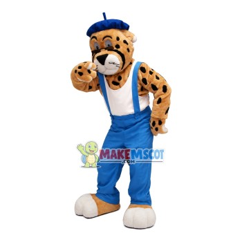 Gossiping Tiger In Old Man Vest Mascot Costume Gossiping Tiger In Old Man Vest Mascot Costume