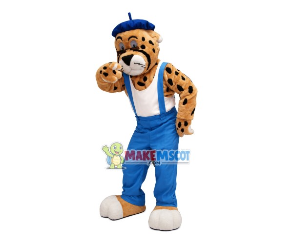 Gossiping Tiger In Old Man Vest Mascot Costume Gossiping Tiger In Old Man Vest Mascot Costume
