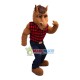Muscular Horse In Red Plaid Vest Mascot Costume Muscular Horse In Red Plaid Vest Mascot Costume