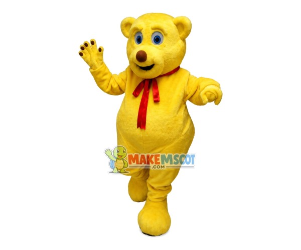 Gift Plush Bear With Red Ribbon Mascot Costume Gift Plush Bear With Red Ribbon Mascot Costume