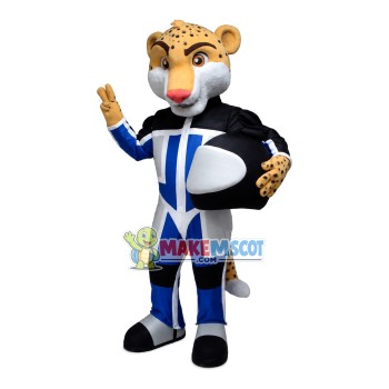 Racer Leopard Winning The Race Mascot Costume