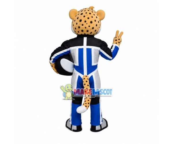 Racer Leopard Winning The Race Mascot Costume Racer Leopard Winning The Race Mascot Costume