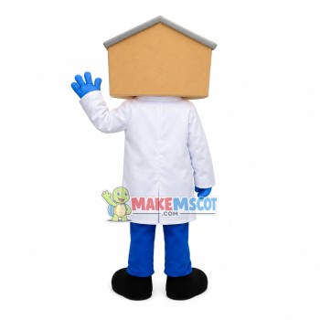 Surgeon With House Head Mascot Cartoon Costume Surgeon With House Head Mascot Cartoon Costume