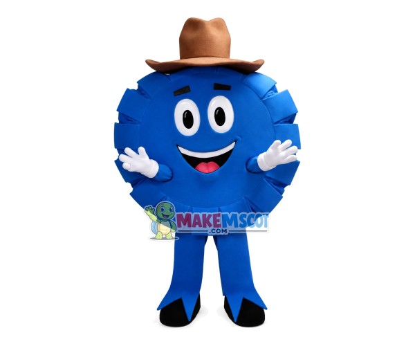 Cartoon Blue Pie In The Hat Mascot Costume Cartoon Blue Pie In The Hat Mascot Costume