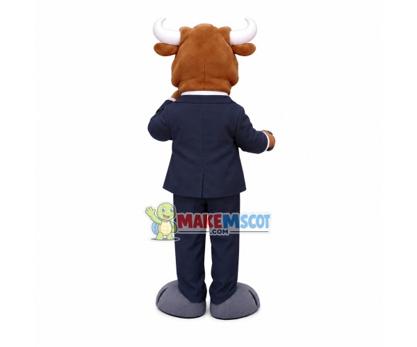 Rich Bull Boss Wearing Gold Watch Mascot Costume Rich Bull Boss Wearing Gold Watch Mascot Costume