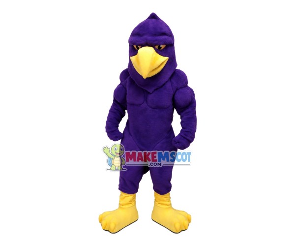 Muscular Dark Purple Goshawk Mascot Costume Muscular Dark Purple Goshawk Mascot Costume