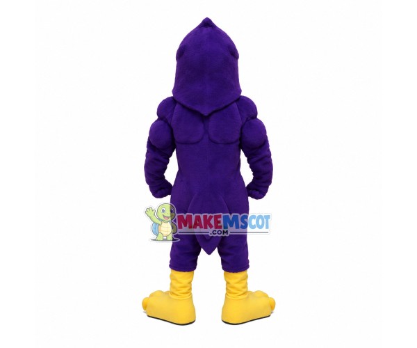 Muscular Dark Purple Goshawk Mascot Costume Muscular Dark Purple Goshawk Mascot Costume