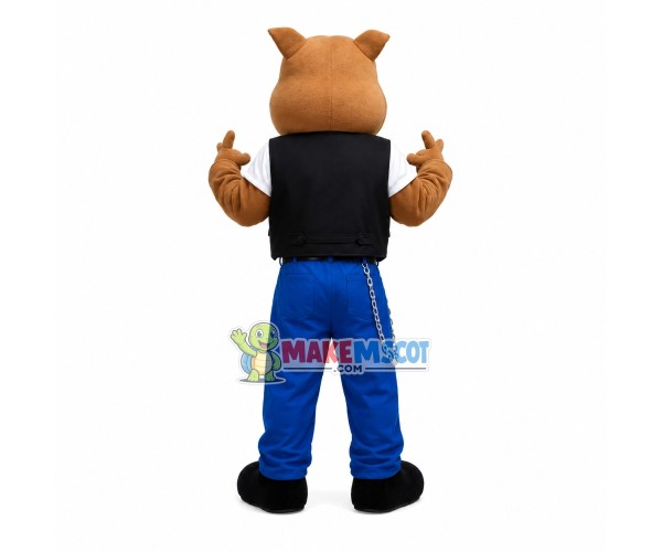 Cool Rock Dog In Chain Pants Mascot Costume Cool Rock Dog In Chain Pants Mascot Costume