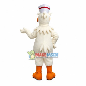 Soft Beige Chicken With Bow Mascot Costume Soft Beige Chicken With Bow Mascot Costume