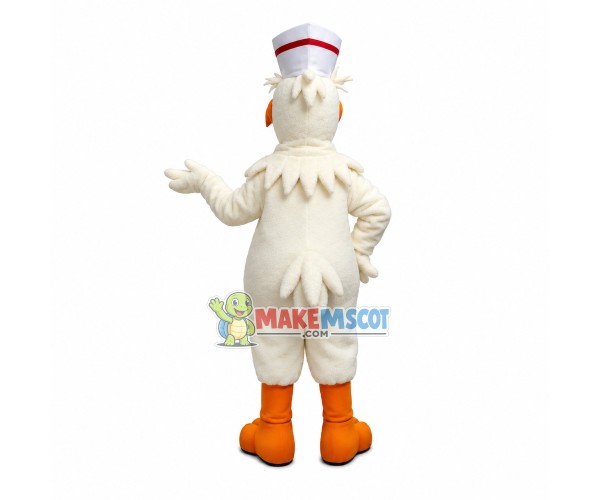 Soft Beige Chicken With Bow Mascot Costume Soft Beige Chicken With Bow Mascot Costume