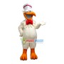 Soft Beige Chicken With Bow Mascot Costume