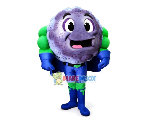 Funny Cartoon Purple Cell Guard Mascot Costume Funny Cartoon Purple Cell Guard Mascot Costume