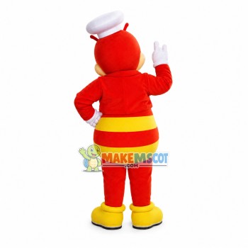Thoughtful Restaurant Receptionist Red Bee Mascot Costume Thoughtful Restaurant Receptionist Red Bee Mascot Costume