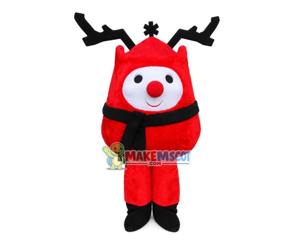 Funny Small Snowman With Antlers Mascot Costume Funny Small Snowman With Antlers Mascot Costume
