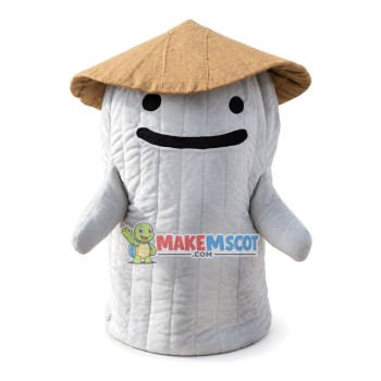 Snowman Doll Wearing Straw Hat Mascot Costume
