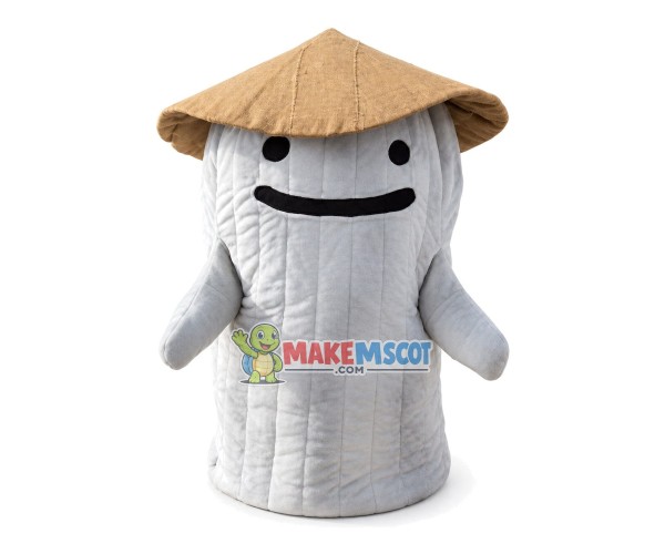 Snowman Doll Wearing Straw Hat Mascot Costume Snowman Doll Wearing Straw Hat Mascot Costume
