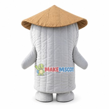 Snowman Doll Wearing Straw Hat Mascot Costume Snowman Doll Wearing Straw Hat Mascot Costume
