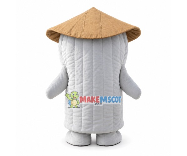 Snowman Doll Wearing Straw Hat Mascot Costume Snowman Doll Wearing Straw Hat Mascot Costume