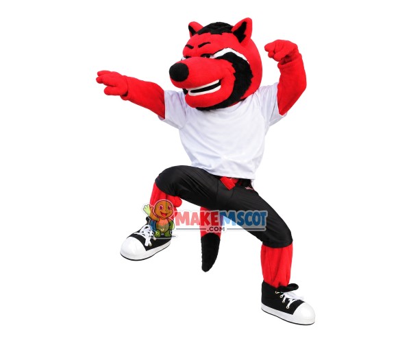 The Imposing Red Wolf Player Mascot Costume