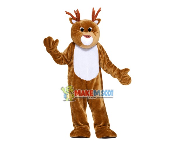 Fat Elk With Forked Antlers Mascot Costume Fat Elk With Forked Antlers Mascot Costume