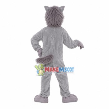 Thin Gray Wolf With Open Mouth Mascot Costume Thin Gray Wolf With Open Mouth Mascot Costume