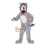 Thin Gray Wolf With Open Mouth Mascot Costume