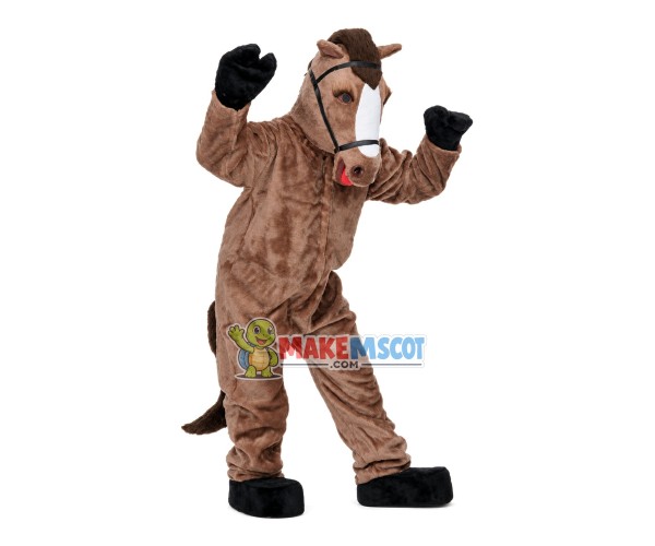 Erect The Light Brown Adult Horse Mascot Costume Erect The Light Brown Adult Horse Mascot Costume